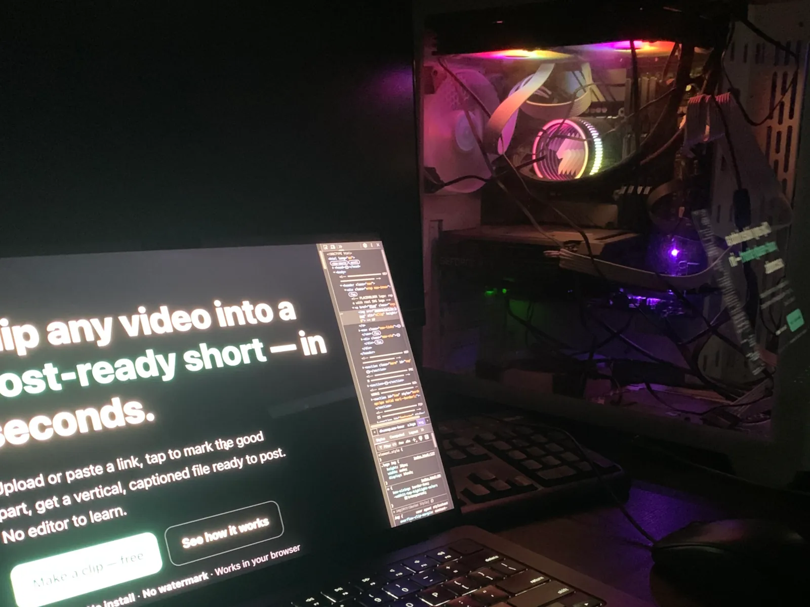 The uClip home server — a GPU tower that renders your clips